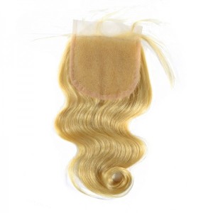 Premium Donor Virgin Hair Top Quality 4x4 Blonde 613 Body Wave Lace Closure