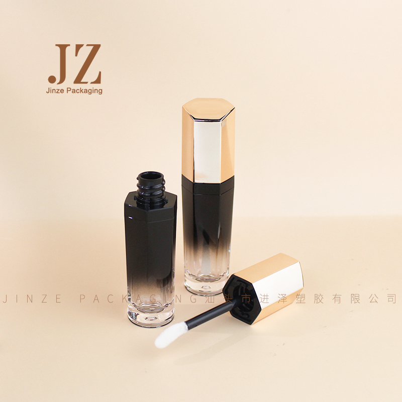 Jinze hexagonal magnetic lipstick tube hexagon 5 ml lip gloss container with wand