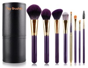8pcs graceful purple makeup brush set with holder