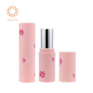 Bloom Cosmetic Packaging Hot Sale Classic Custom Logo Round Pink Private Label Empty Lipstick Case