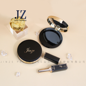 Jinze wound shape compact pressed powder case empty powder makeup packaging with mirror