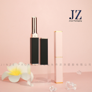 Jinze long and thin 7.1mm lipstick tube matte finished with gold top middle and bottom lip balm container