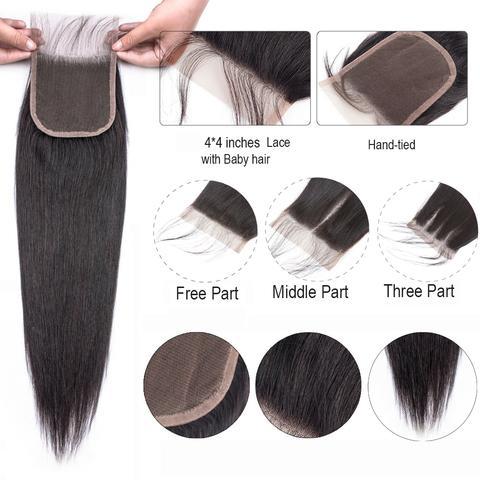Dialove Straight Bundles With Closure Brazilian Hair Weave Bundles With Closure Human Hair Bundles With Closure Hair Extension