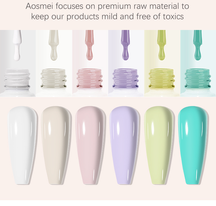 Aosmei color nail polish uv gel professional custom OEM bottle private label logo soak off macaron color series non toxic gel nail polish supplier