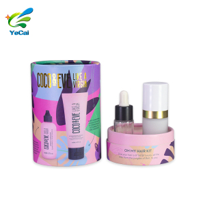 Factory OEM printing hair essential oil bottle paperboard tube cosmetic set tube packaging with logo