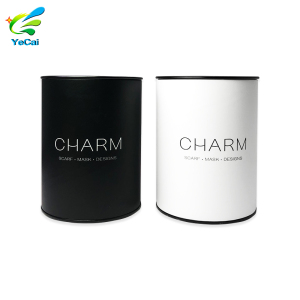 custom printed cardboard cylinder perfume packaging box cosmetic paper tube with metal lid