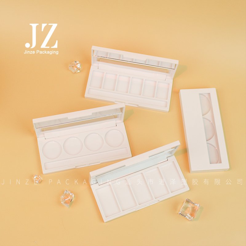 Jinze eye shadow case with mirror two kinds of lid 3 or 4 or 5 or 6 colors empty eye shadow palette with mirror