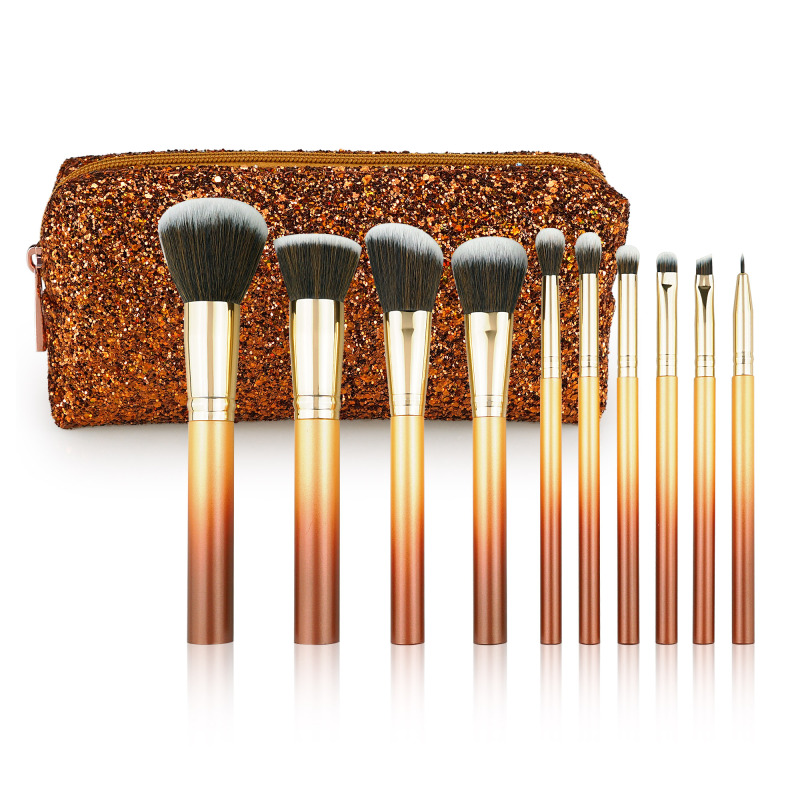 10pcs pumpkin makeup brush set 