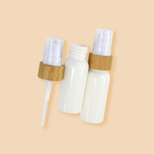 Minimalist PLA Plastic Cylinder Bottles with Smooth Bamboo Treatment Pump Lotion Hand Soap Shampoo 