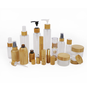 Eco-friendly Natural Glass Acrylic Bamboo Cosmetic Packaging with Bamboo Design Skincare Lotion Pump