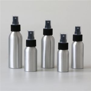 Cheap price30ml 50ml 300ml 500ml Aluminum Cosmetic Bottle with Sprayer Pump Black Color Aluminum Bottle with Dispenser