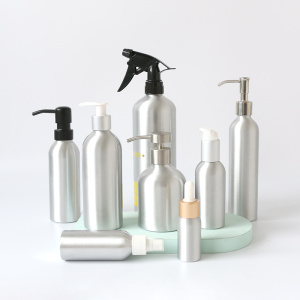 500ml Custom Glossy Black Color Round Aluminum Cosmetic Bottle with printing Hand Sanitizer Spray Bottle