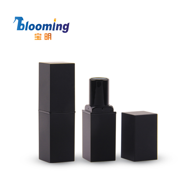 Recycle ABS AS Square Black Empty Cosmetic Container Lipstick Tube Case Lid Cap