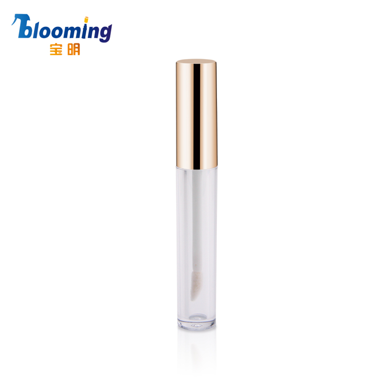 Recycle ABS AS Customized Golden Cap Round Clear Lipgloss Tube Filling Bottles Cosmetic Containers Makeup