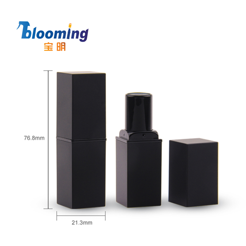 Recycle ABS AS Square Black Empty Cosmetic Container Lipstick Tube Case Lid Cap