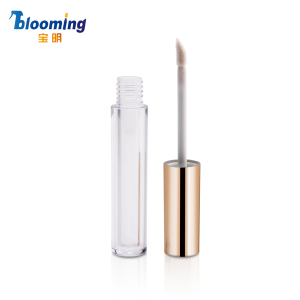 Recycle ABS AS Customized Golden Cap Round Clear Lipgloss Tube Filling Bottles Cosmetic Containers Makeup