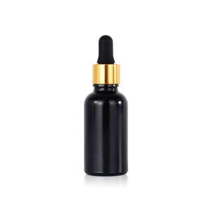 30ml black CBD oil bottle with black aluminum dropper