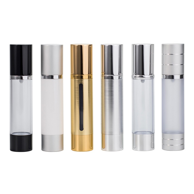 Luxury empty 10ml 15ml 20ml 30ml 50ml 80ml 100ml 120ml silver aluminum cosmetic skincare lotion airless pump bottle