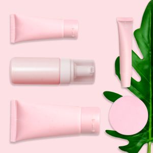 Cosmetics containers and packaging set customized pink skin care cream tube jar foam pump bottle