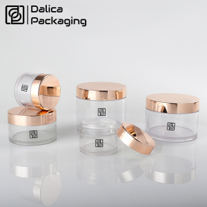 Wholesale Eco-friendly Empty Rose Gold Round Nail Polish Powder Cosmetic Packaging PETG plastic jar with lid