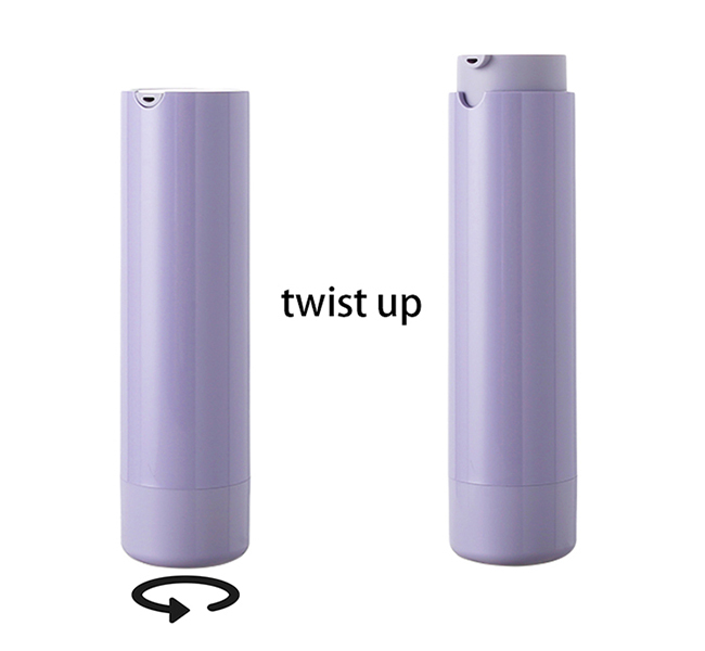 New Design 30ml 50ml 100ml Plastic Twist Up Purple Skin Care Packaging Refillable Lotion Pump Bottle