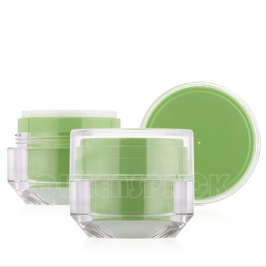 Eco friendly hygienic refillable double wall plastic cream jar for skincere cosmetics