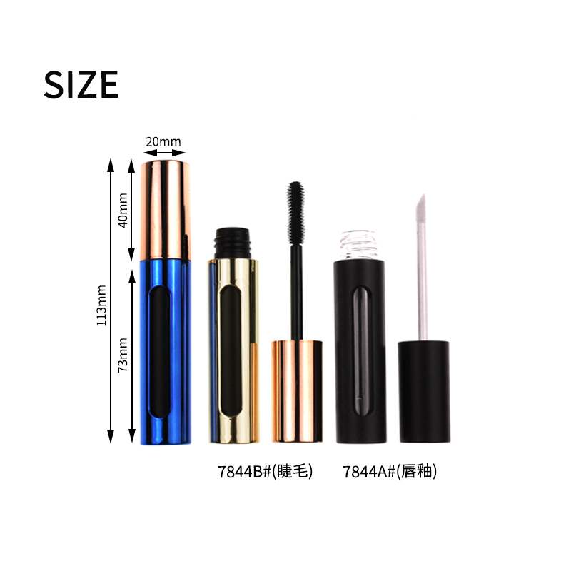 Jinze round shape 7ml mascara tube 9ml lip gloss container set with window