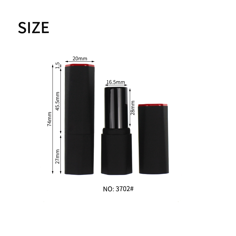 Jinze hexagon lipstick tube rubber black finish with red top lip balm container