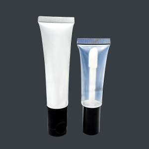 plastic cosmetic PE tube with frock applicator for lip balm