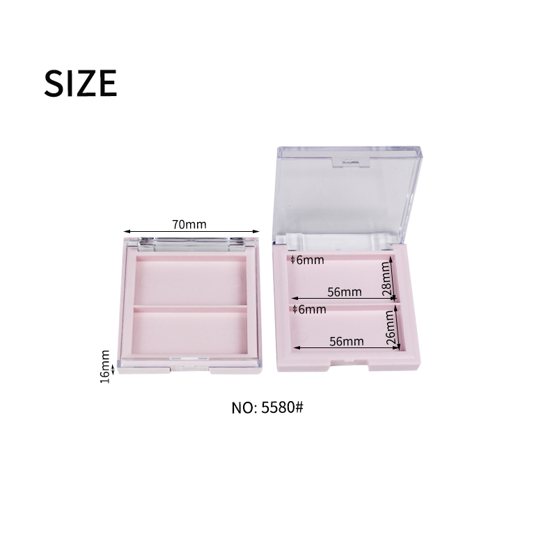 Jinze transparent lid eye shadow case square 2 colors highlighter makeup container