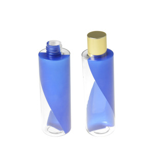Wholesale customized two color custom printing cylinder bicolourable fancy petg cosmetic bottle