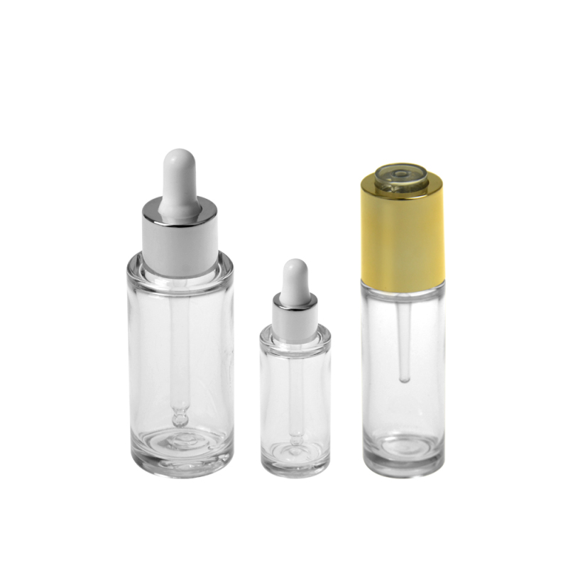 Luxury cosmetic packaging 40ml empty transparent essential oil container plastic dropper serum bottle