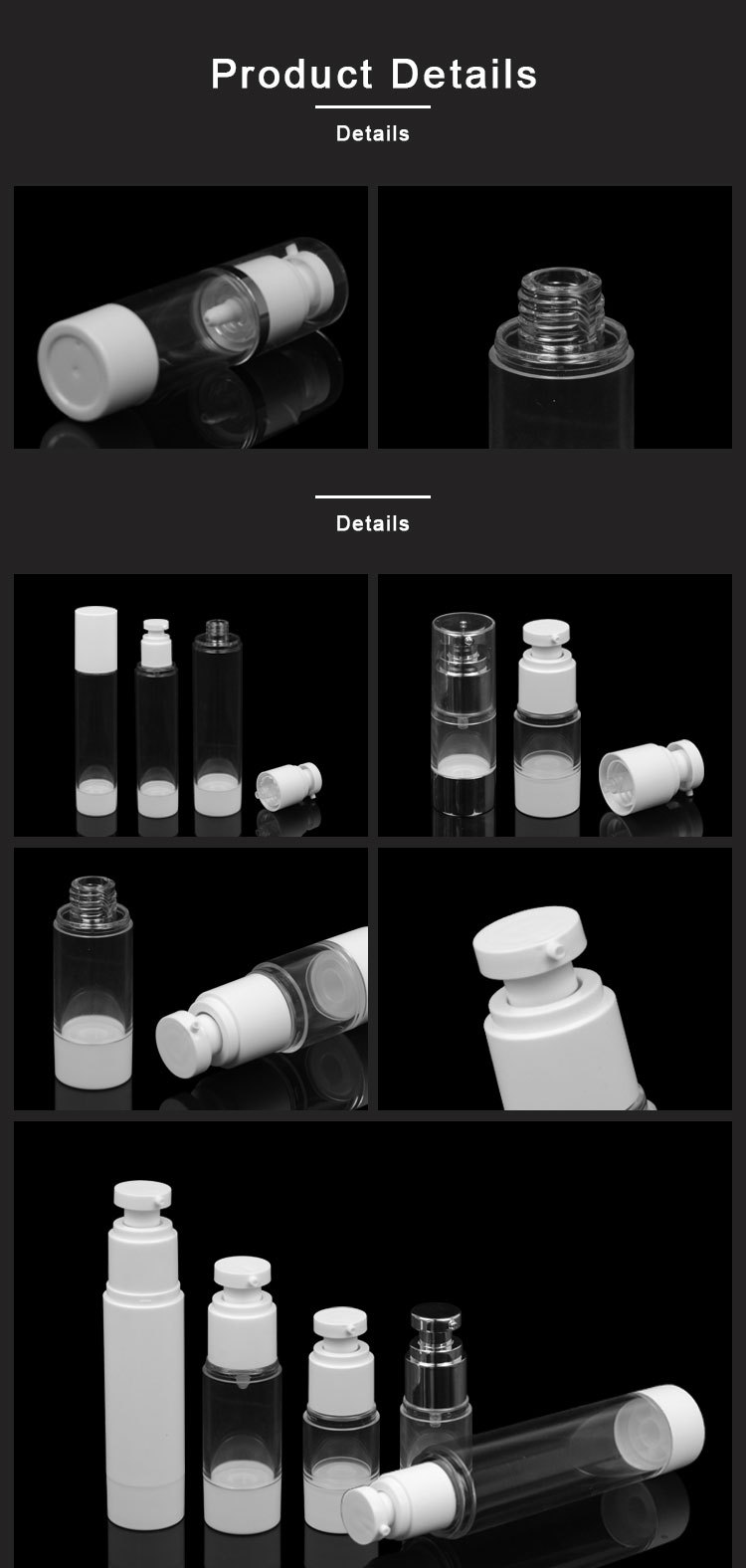 15ml 20ml 30ml 50ml 120ml empty plastic AS cosmetic serum bottle luxury airless pump bottle