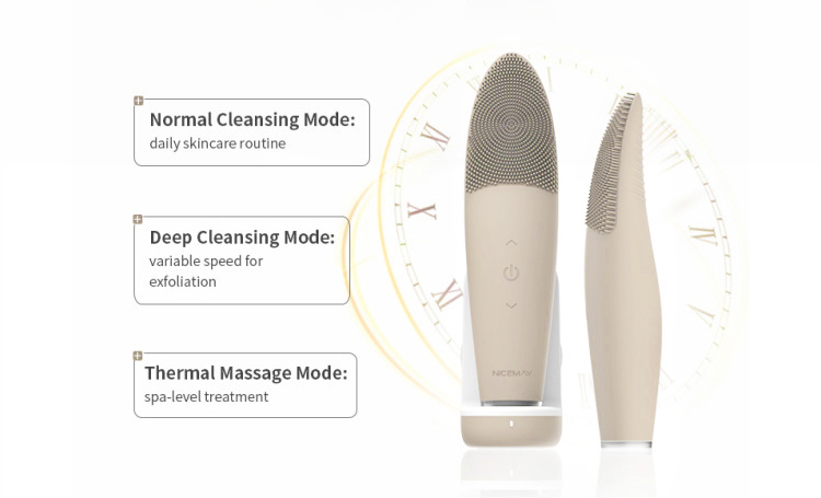Hot Sale High Quality 3 In One Sonic Facial Brush Wireless Charging Sonic Brush Facial Cleanser Custom