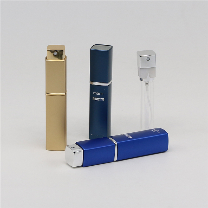 E-BETTER 15ml round twist up pocket size blue aluminum perfume spray pump bottle