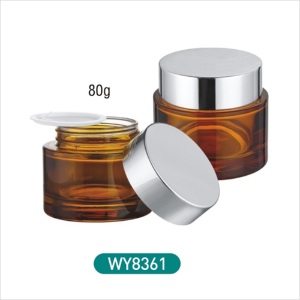 Amber glass cosmetic jar for personal care cream lotion empty cosmetic container 80ml