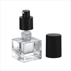 Square clear glass lotion pump bottle for custom cosmetic packing foundation bottle with caps 30ml
