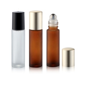 Amber Glass Empty Roll on Bottles Bottles 10ml with Stainless Steel Roller Ball for Essential Oils