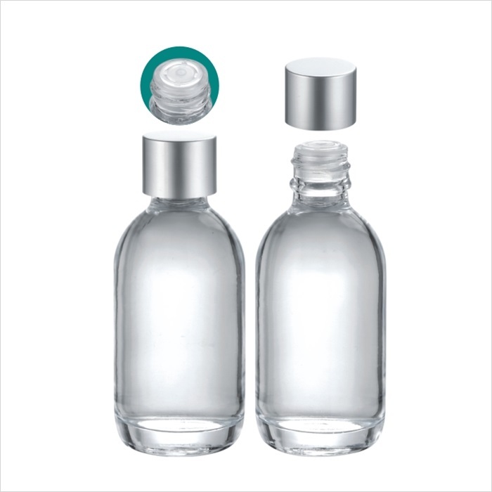 Round Boston shape round glass bottle for personal skin care toner lotion bottle 60ml