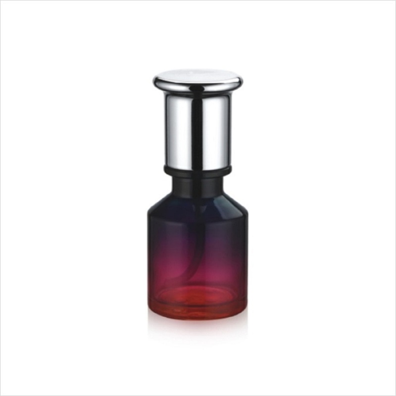 Empty gradient color glass lotion pump bottle cosmetic jar and toner bottle with aluminum cap
