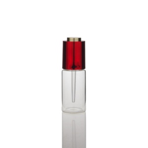 Empty glass tube press dropper bottle with lock system and straight pipette for essential oil serum