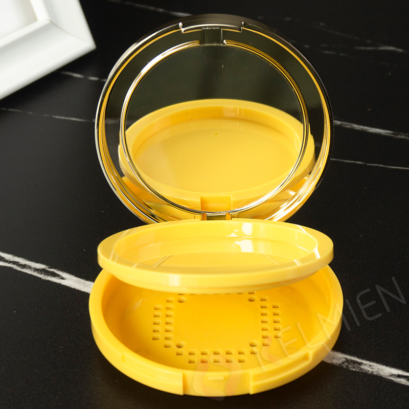 beautiful plastic round empty makeup compact powder case with mirror
