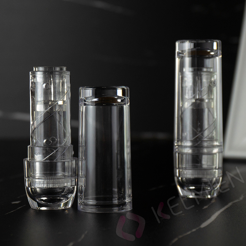 Customized transparent lipstick tube packaging clear lip balm with round shape
