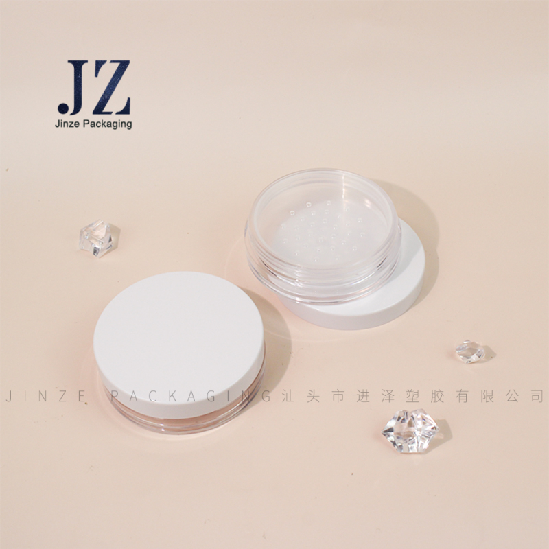 Jinze small capacity loose powder jar round loose highlighter powder case with sifter