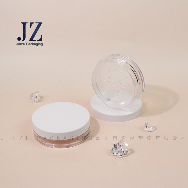 Jinze small capacity loose powder jar round loose highlighter powder case with sifter