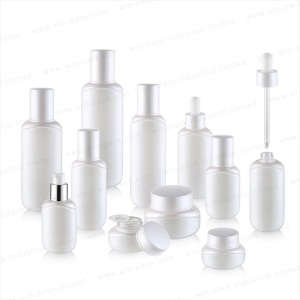 White oval glass lotion pump bottle essential oil dropper bottle and jar for personal care