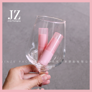 Jinze round transparent pink with matte pink bottom lipstick tube lip balm container