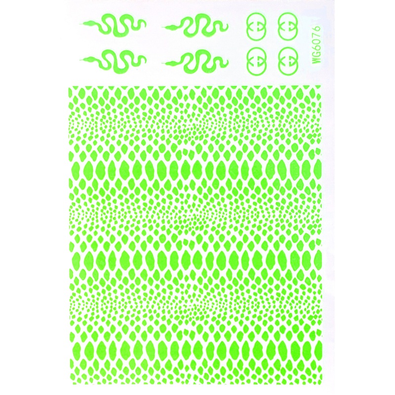 Professional Design Fluorescent Neon Green Snakeskin Nail Sticker