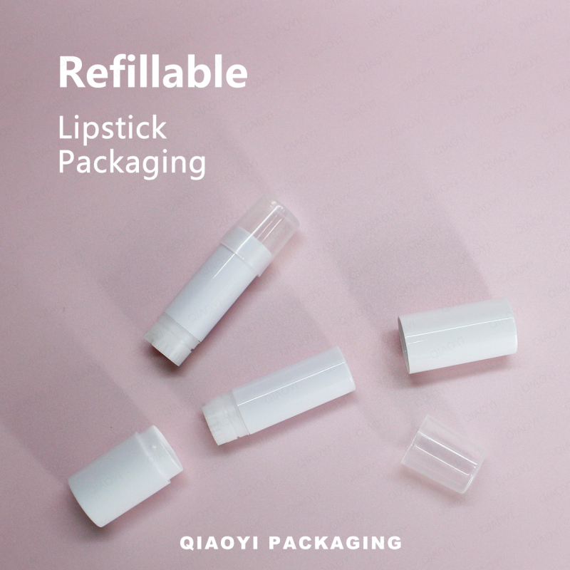 Refillable lipstick tubes white lipstick container empty lipbalm tube custom logo lipbalm packagingfor plastic cosmetic