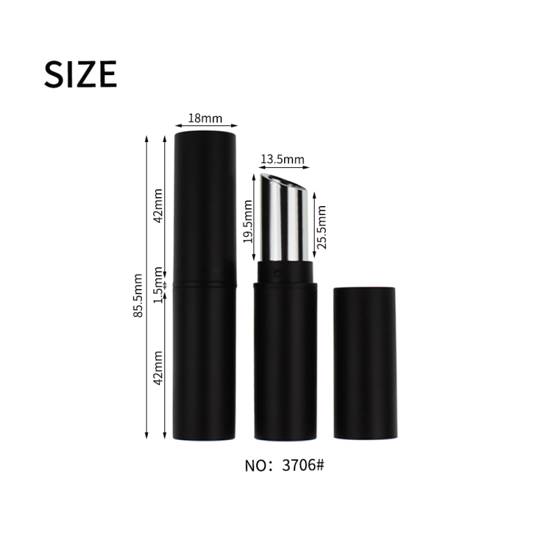 Jinze 11.1mm matte black with silver lipstick tube round shape lip balm packaging